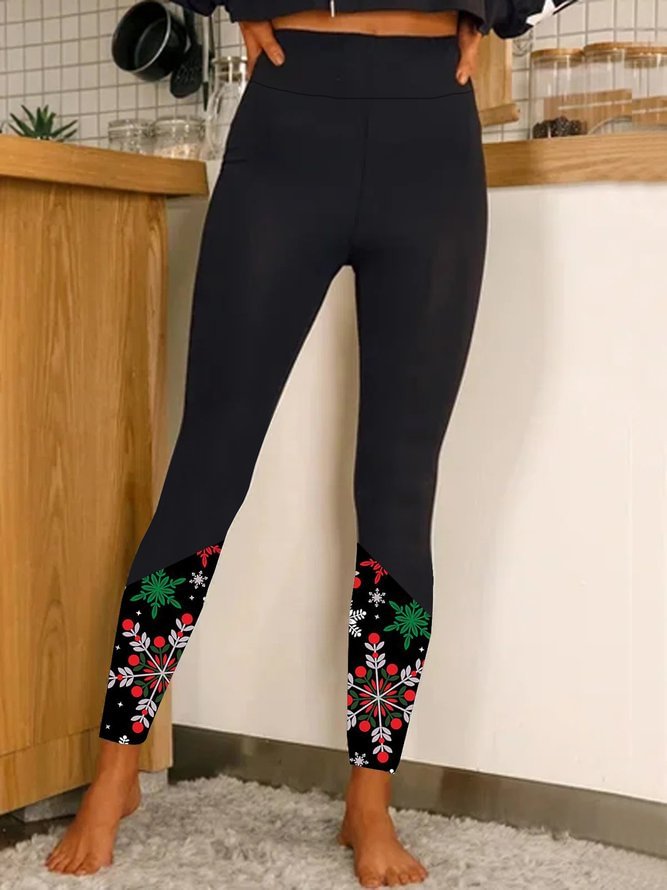Snowflake Gradient Christmas Fawn Ombre Leggings Yoga Leggings