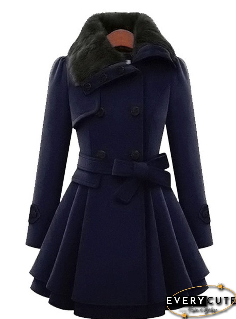 Fold-Over Collar Plain Coat