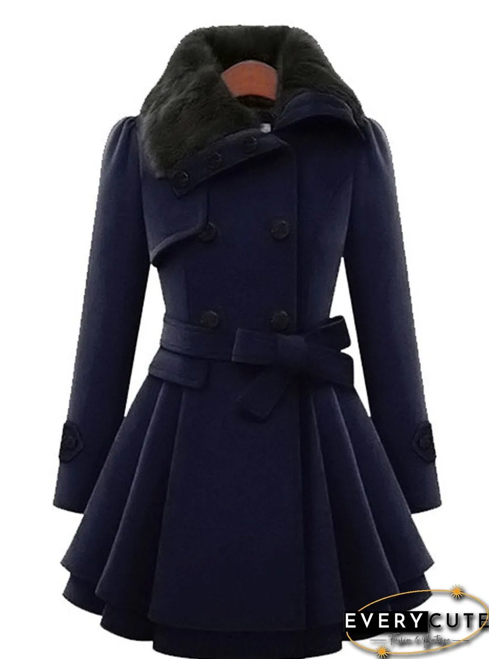 Fold-Over Collar Plain Coat
