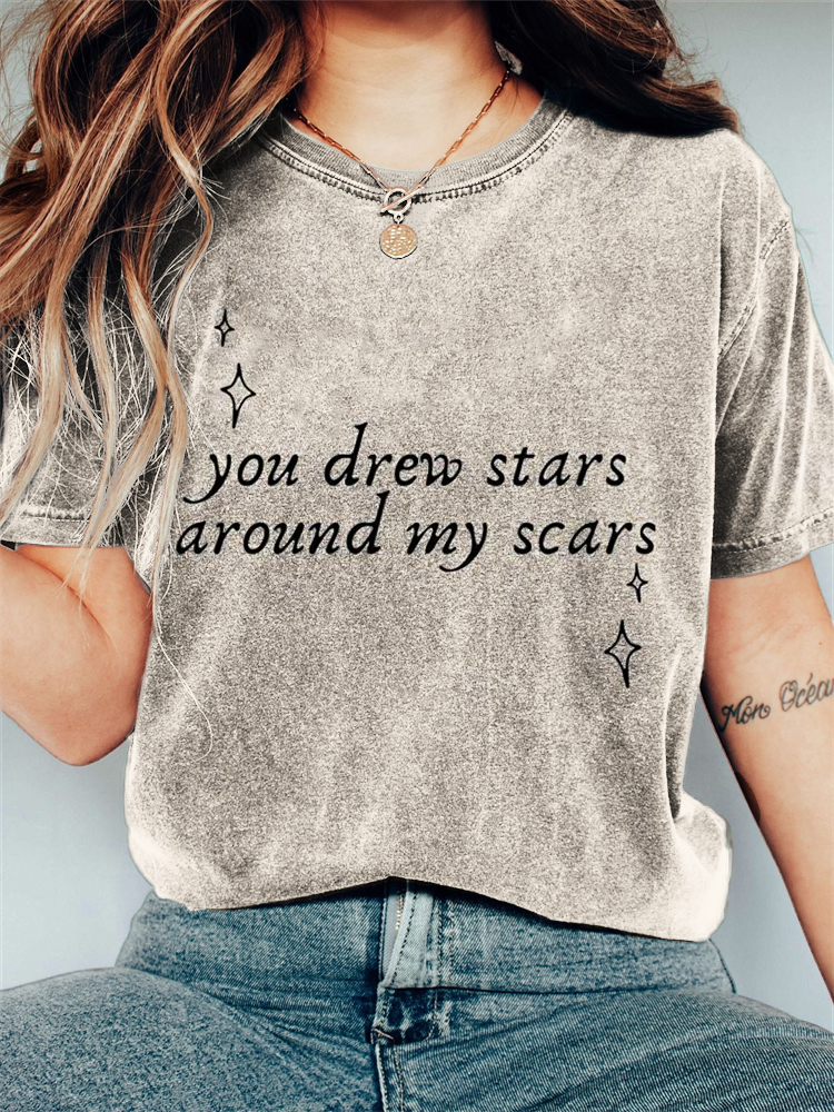 TS Cardigan You Drew Stars Around My Scars Vintage Washed T Shirt