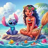 Stitch  Princess Moana-Full Round Diamond Painting 40*40CM