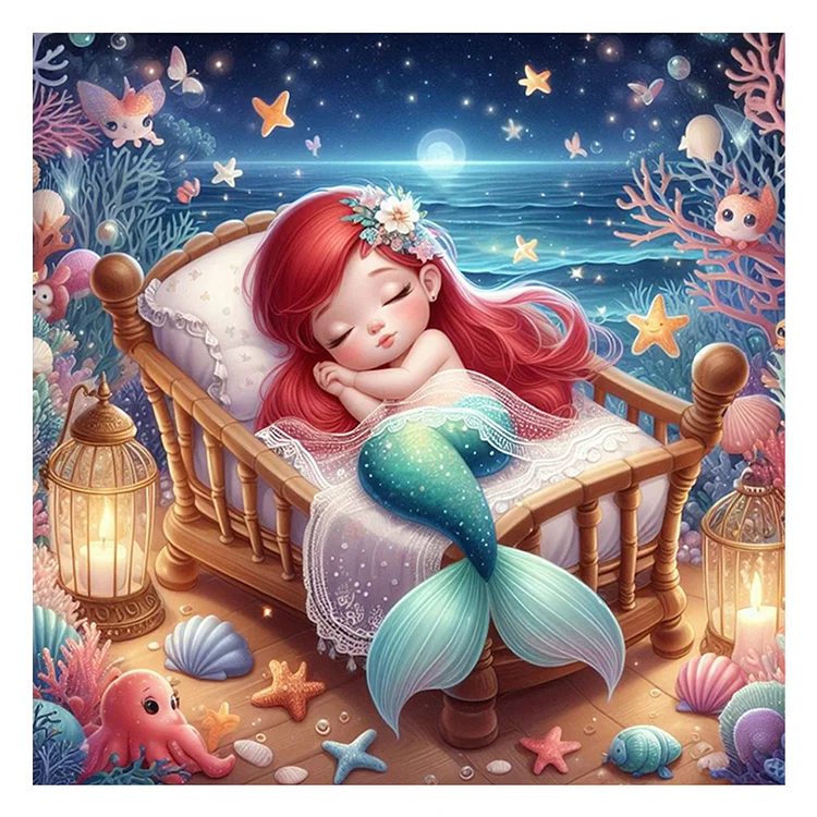 Disney Princess Sleeping Little Mermaid 40*40CM(Canvas) Full Round Diamond Painting gbfke