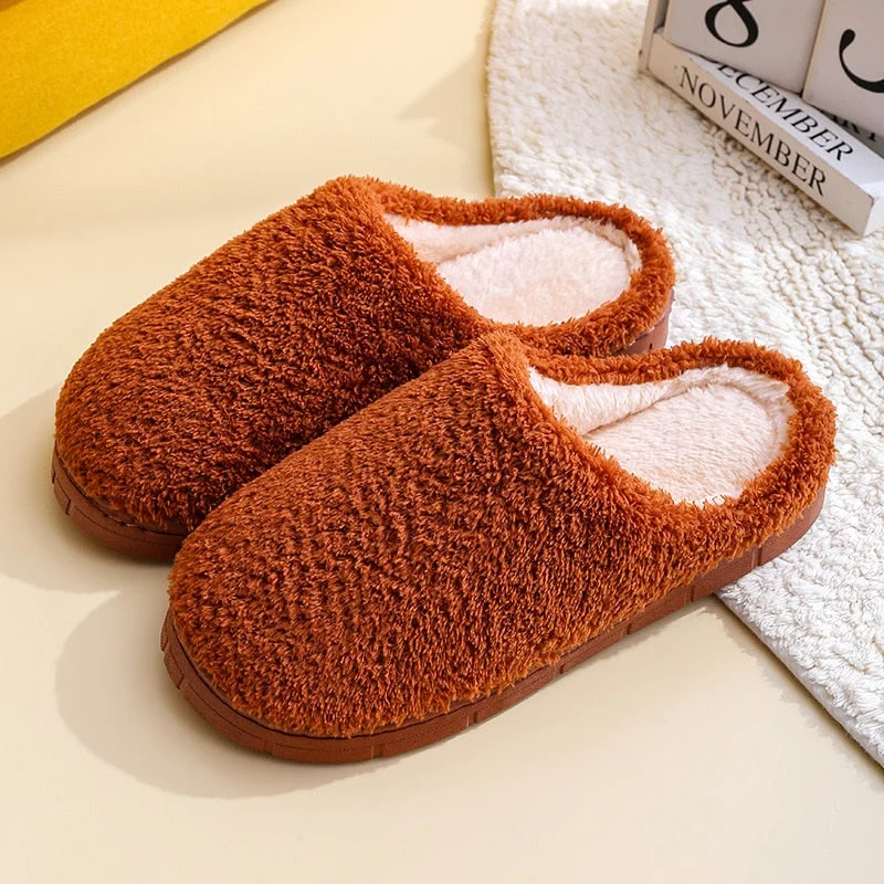 Winter Indoor Fur Slippers for Home Floor Shoes Warm Plush Slippers Solid Color Autumn Women Slippers Shoes Soft Pantuflas