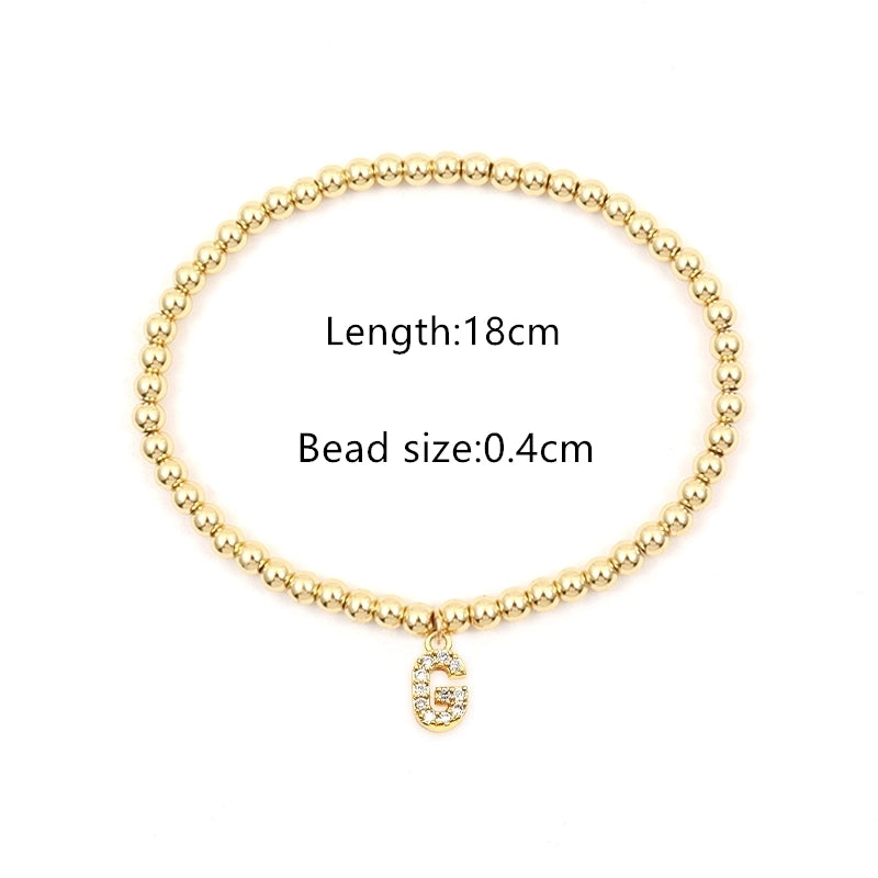 Copper Inlay Letter Zircon Bracelets