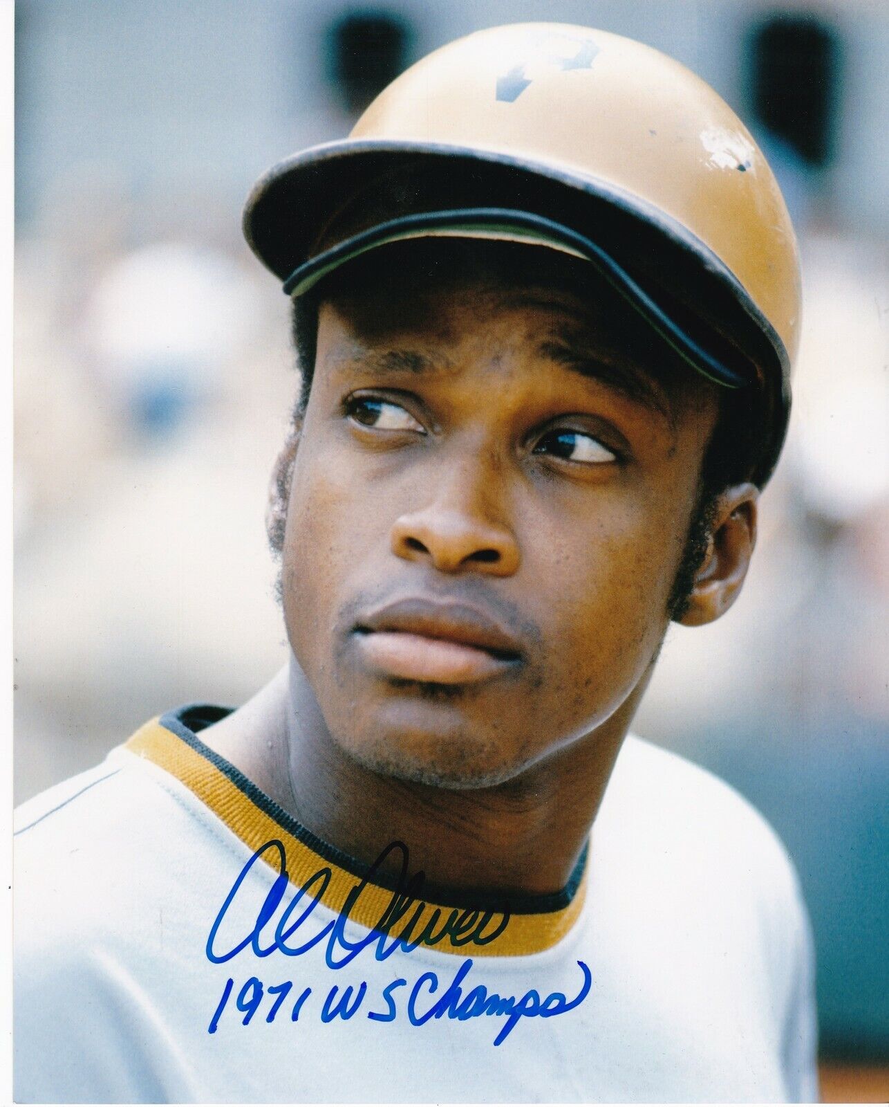 AL OLIVER PITTSBURGH PIRATES 1971 WS CHAMPS ACTION SIGNED 8x10