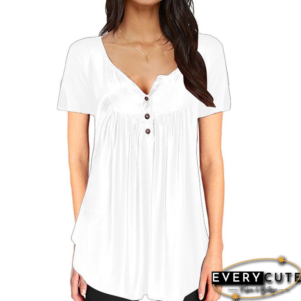 Women Summer V-Neck Short Sleeve T Shirts Loose Sexy Camiseta Feminina T Shirts Female Long Style Tops