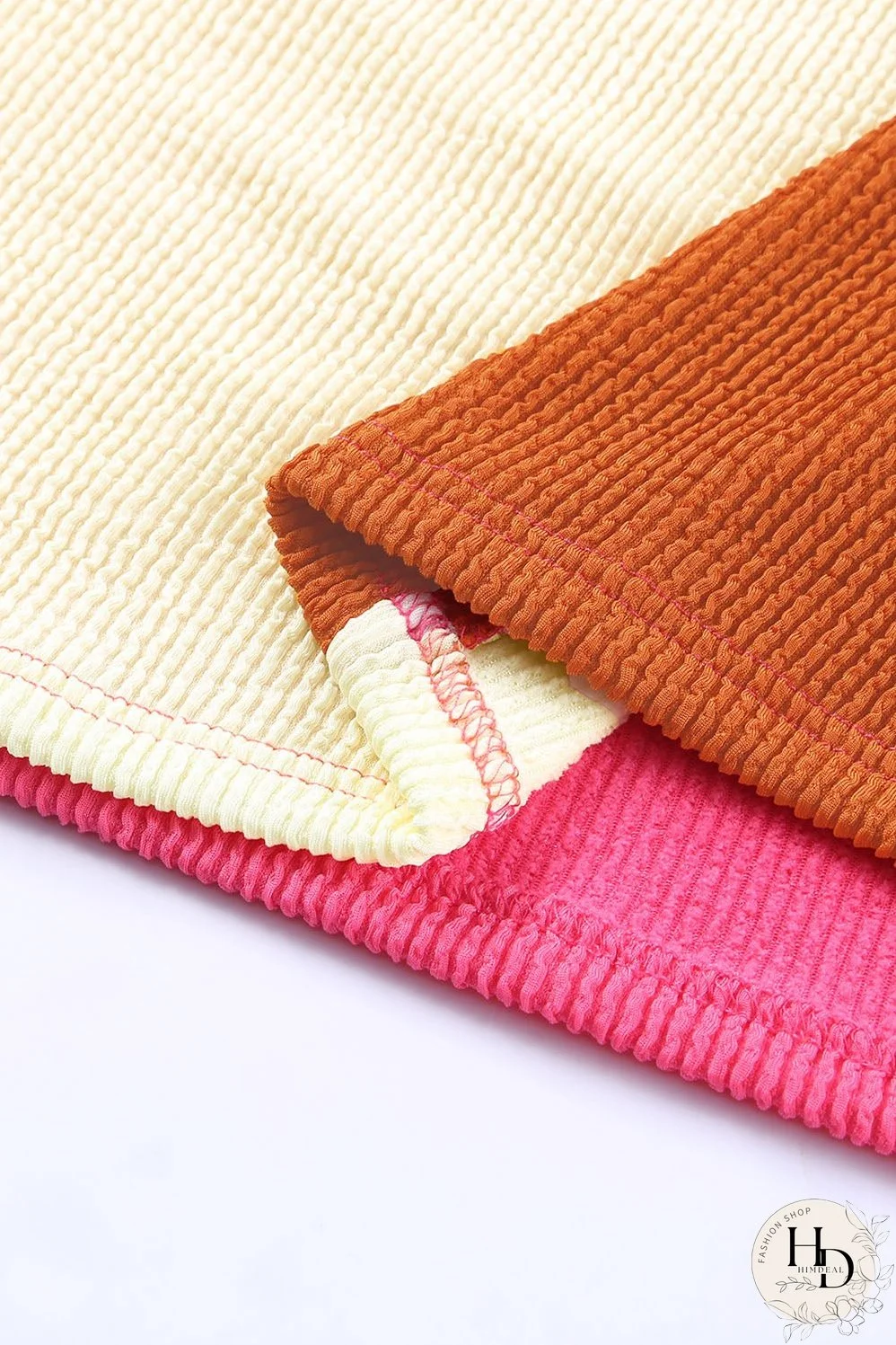 Pink Leopard Patchwork Color Block Ribbed Top