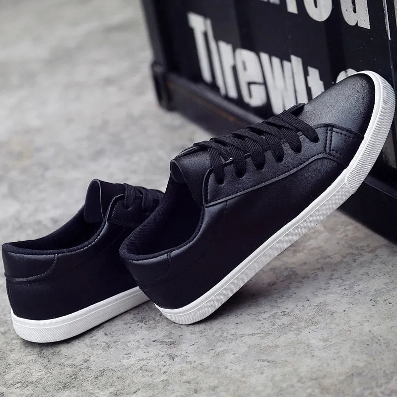 2022 new spring tenis feminino lace-up white shoes woman PU Leather &amp; Canvas solid color female shoes casual white sneakers