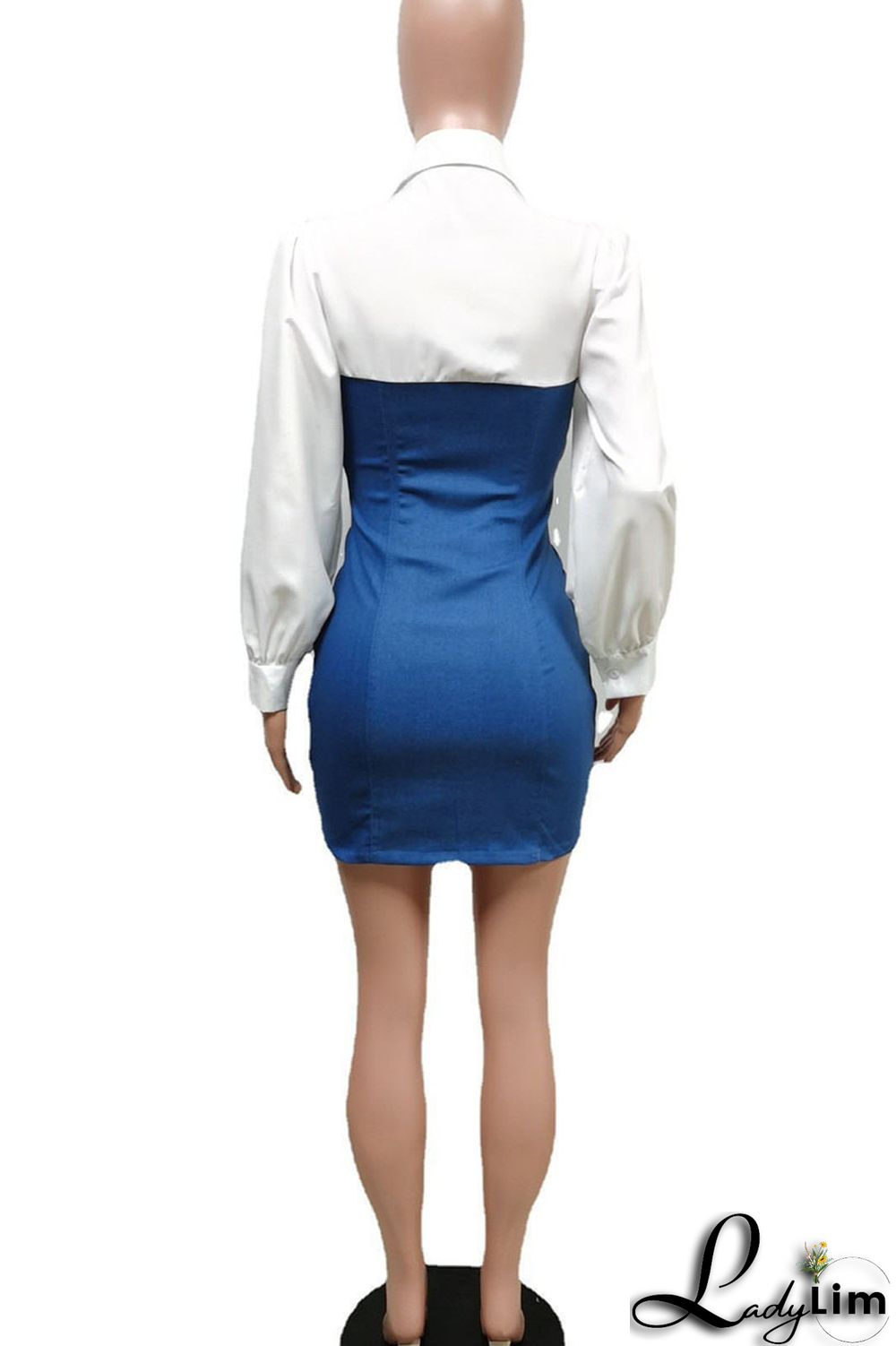 Black Casual Street Solid Patchwork Zipper Turndown Collar Pencil Skirt Dresses