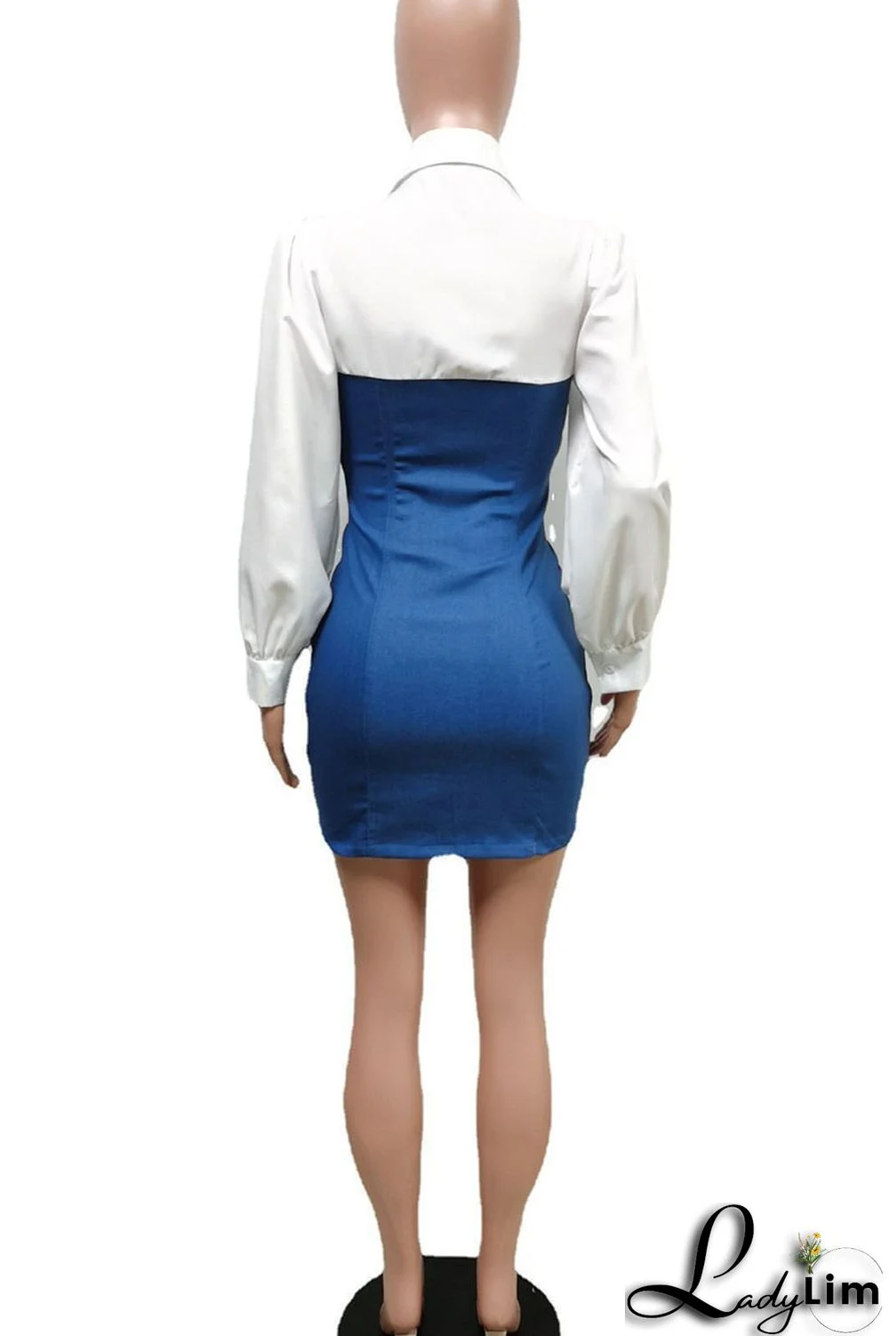 Black Casual Street Solid Patchwork Zipper Turndown Collar Pencil Skirt Dresses