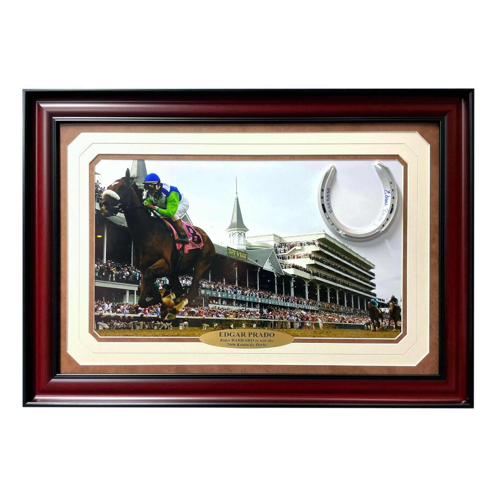 Edgar Prado Autographed Barbaro Horse Racing Photo Poster painting Framed Collage JSA COA Signed