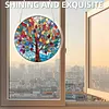 (18.5cm)DIY Acrylic Jigsaw Puzzle Window Hanging with Hanging Chain DIY Stained Glass Decoration Round Window Puzzle Decor for DIY Craft Project (Tree)