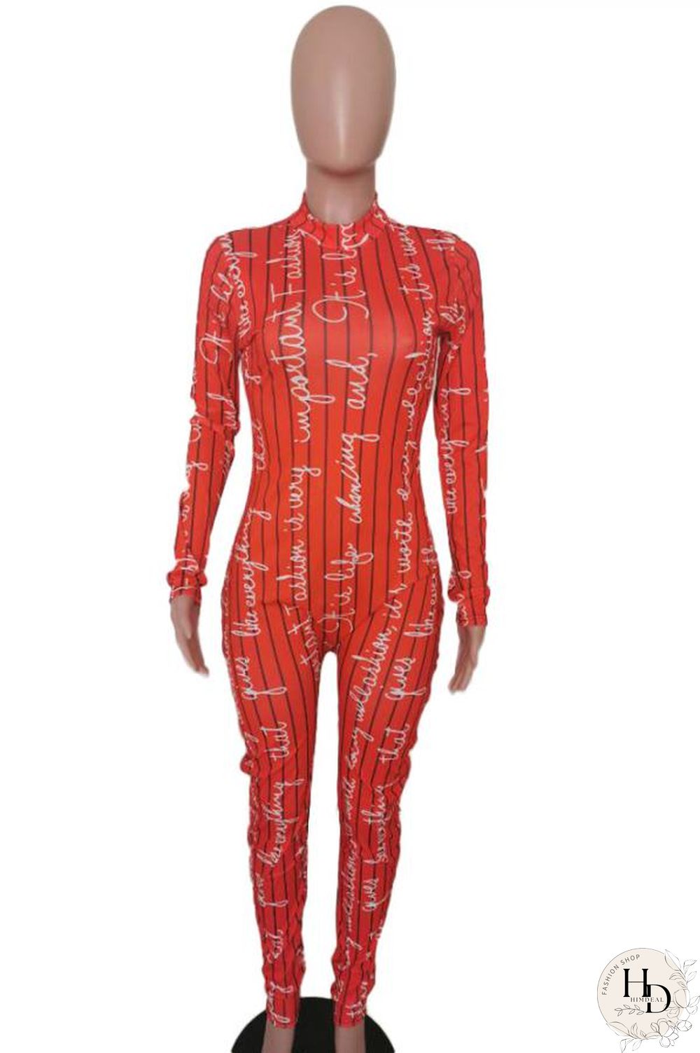 Red Fashion letter Print Polyester Long Sleeve O Neck