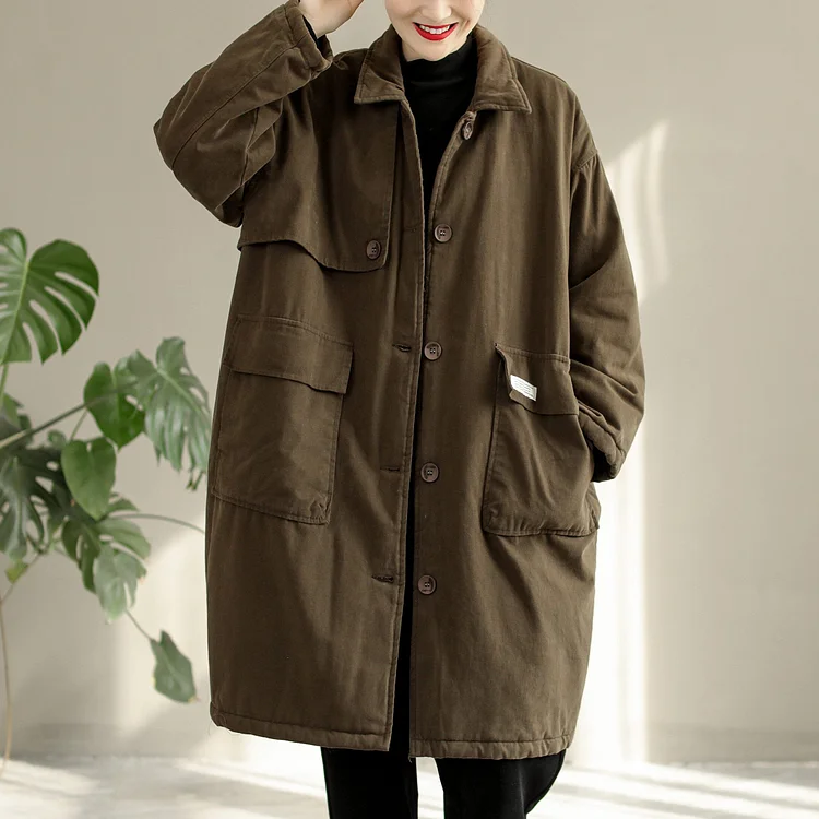 Winter Cotton Quilted Casual Loose Overcoat