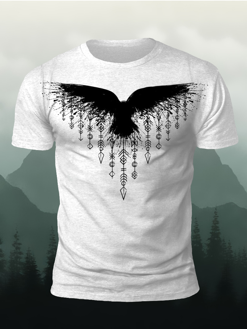Men's Flying Eagle Pendant Print Casual Short Sleeve T-shirt