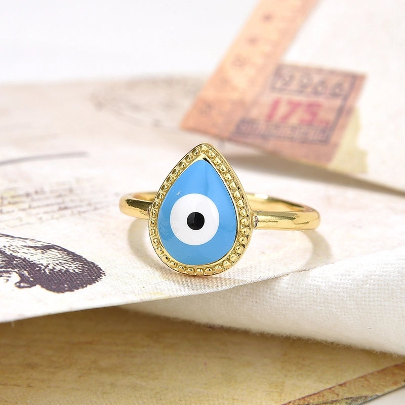 Fashion Water Droplets Eye Copper Enamel Open Ring 1 Piece