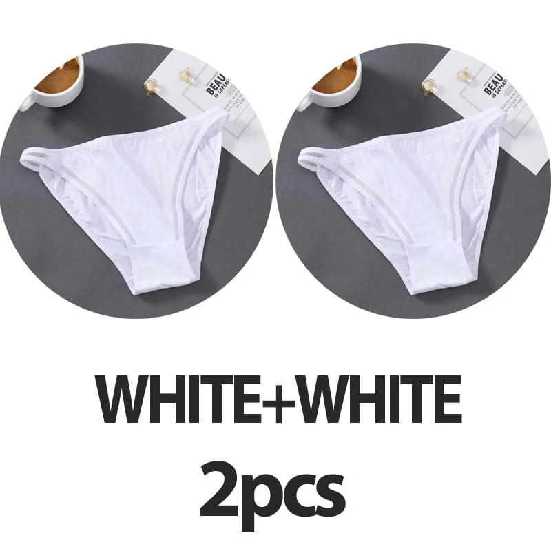 2PCS/Set Sexy Lingerie Women Panties Lace Underwear Female Underpants Cotton Briefs Low Waist Mesh Hollow Out Pantys Lingerie
