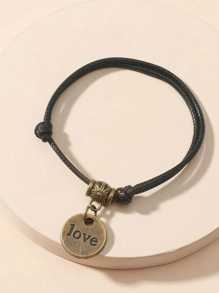 Letter Engraved Charm Bracelet
