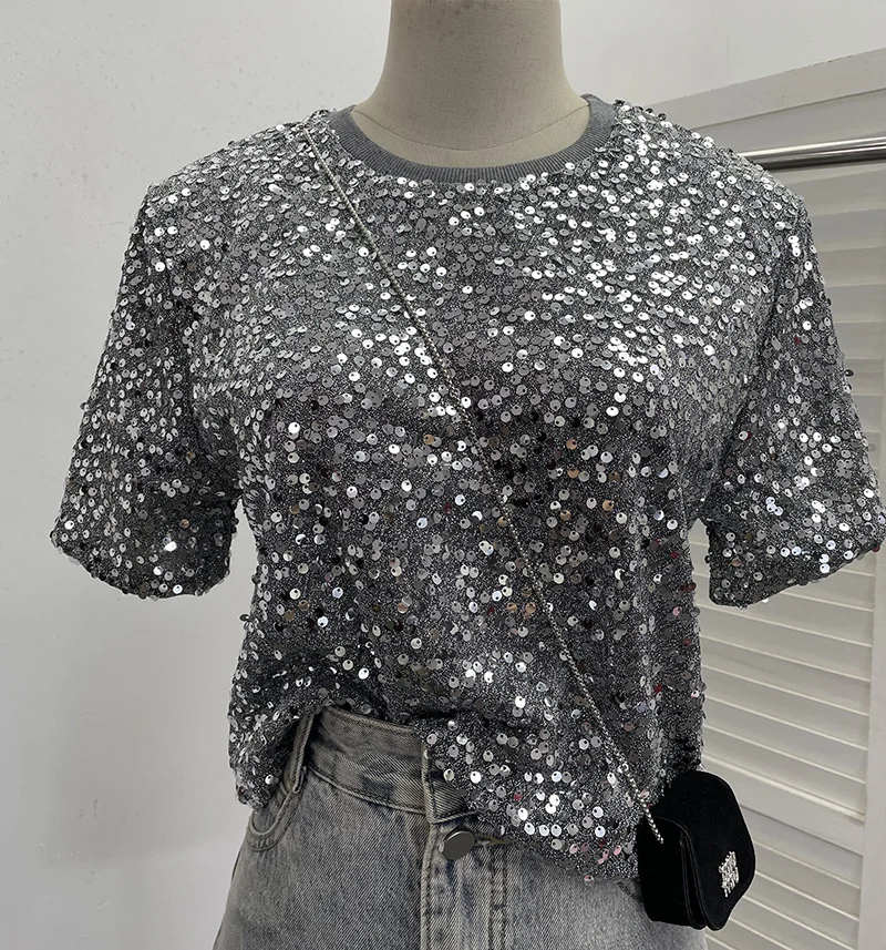 Nigikala Nigikala Lidg Short-Sleeved T-Shirt Woman 2025 Spring Dresses Loose Lime Bling Blouse 1059