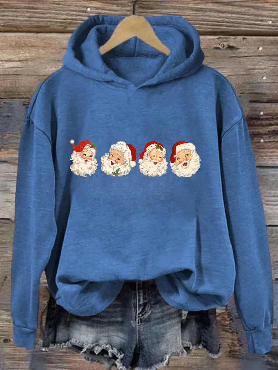 Retro Cheerful Santa Hoodie