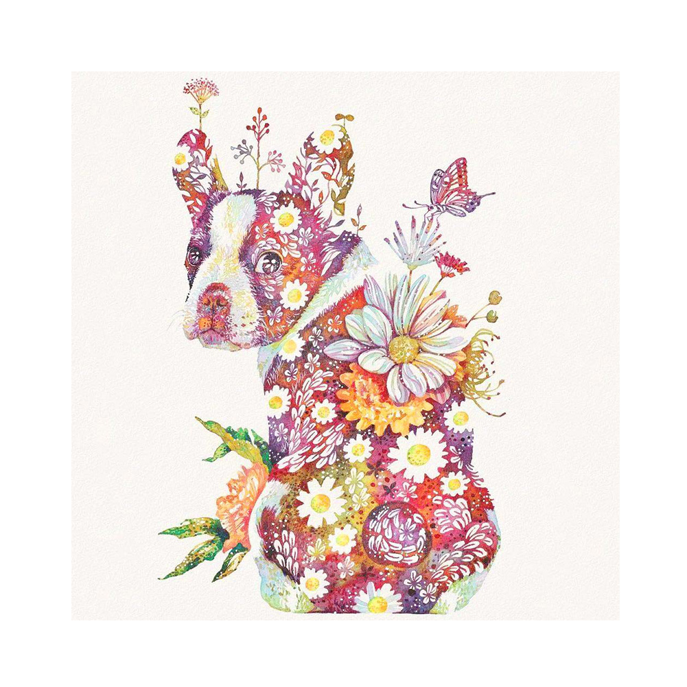 

Flower Dog - Round Drill Diamond Painting - 30*30CM, Round diamond 30*30cm, 501 Original