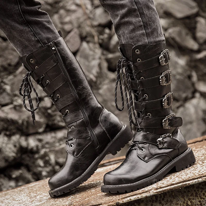 Vintage High-top High-barrel Military Motorcycle Martin Boots