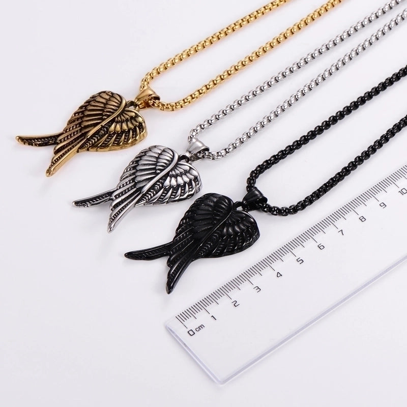 Hip-Hop Angel Wings 304 Stainless Steel Polishing No Inlaid Halloween Unisex Pendant Necklace