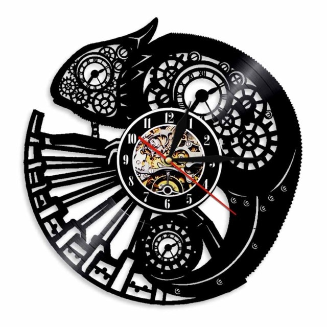 

Chameleon Techno Design Animal Mechanism - Vinyl Record Wall Clock - Without LED, 501 Original