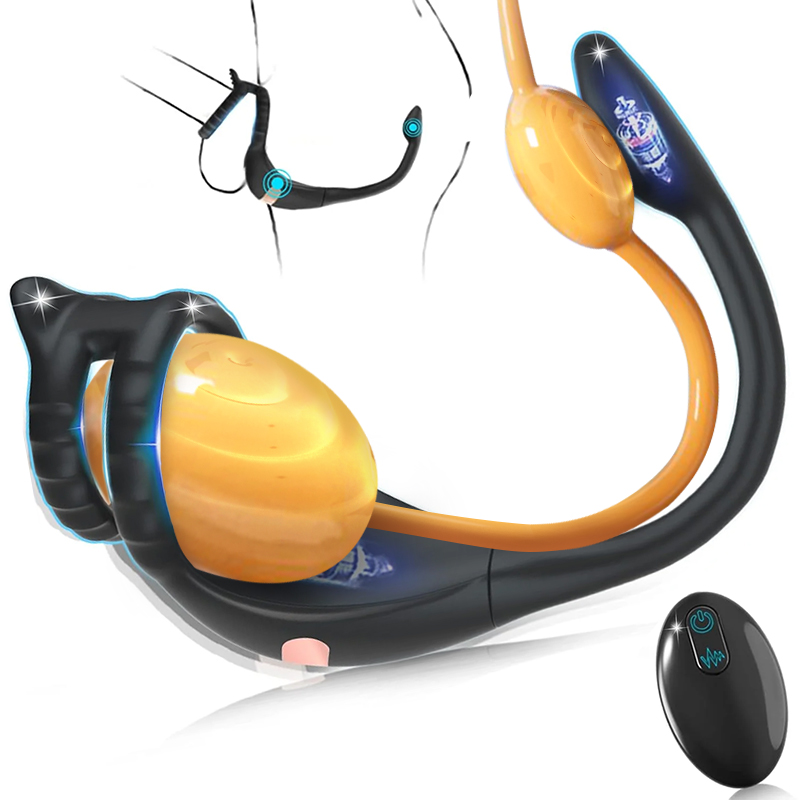 Remote Control Vibrating Cock Ring Taint Stimulator With Anal Sex Toys - Rose Toy
