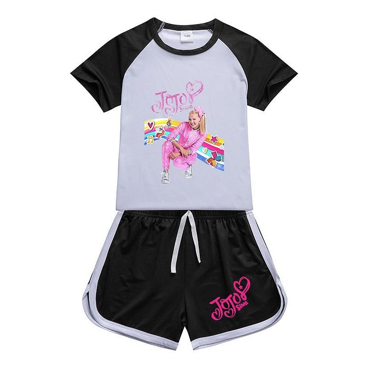 Mayoulove Kids Jojo siwa Sportswear Outfits T-Shirt Shorts Sets-Mayoulove