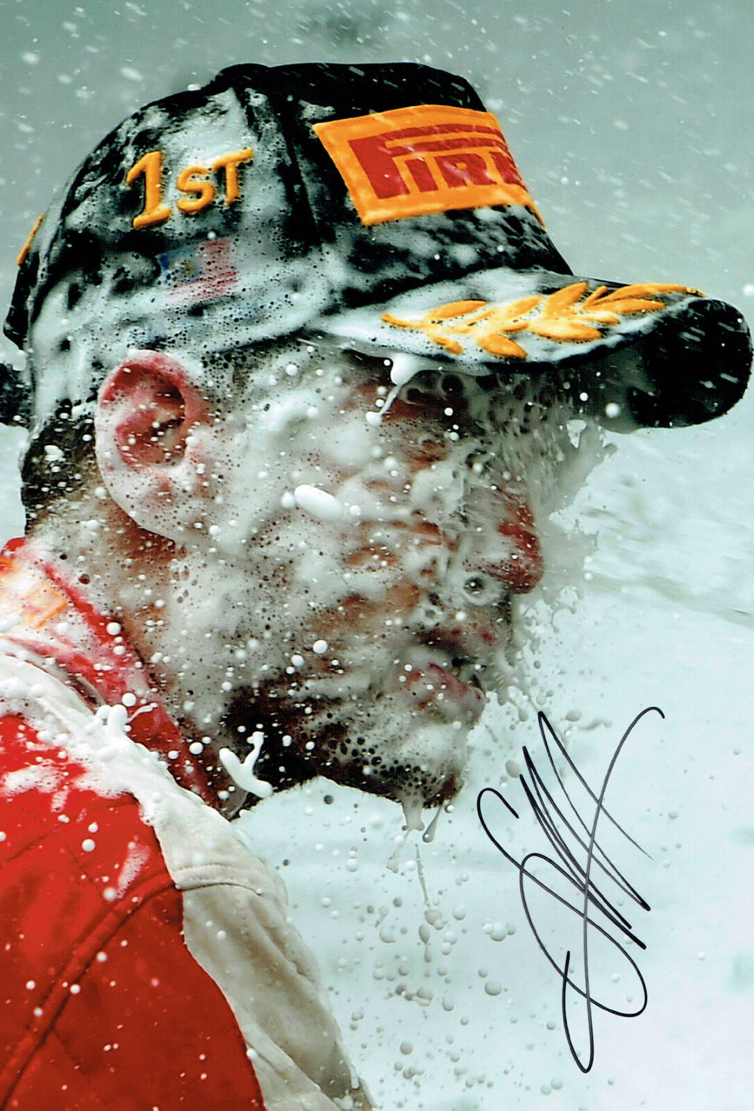 Sebastian VETTEL SIGNED FERRARI Formula 1 Race Winner Portrait Photo Poster painting AFTAL COA