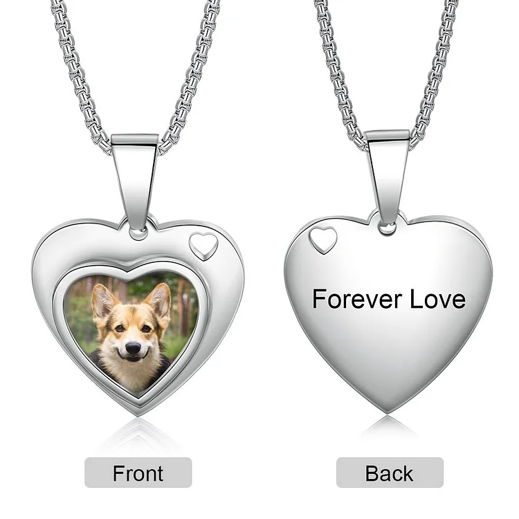 Personalized Photo Engraved Necklace Heart Pendant