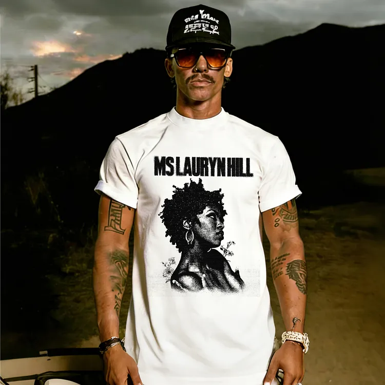 Ms Lauryn Hill Portrait Printed Men's T-shirt