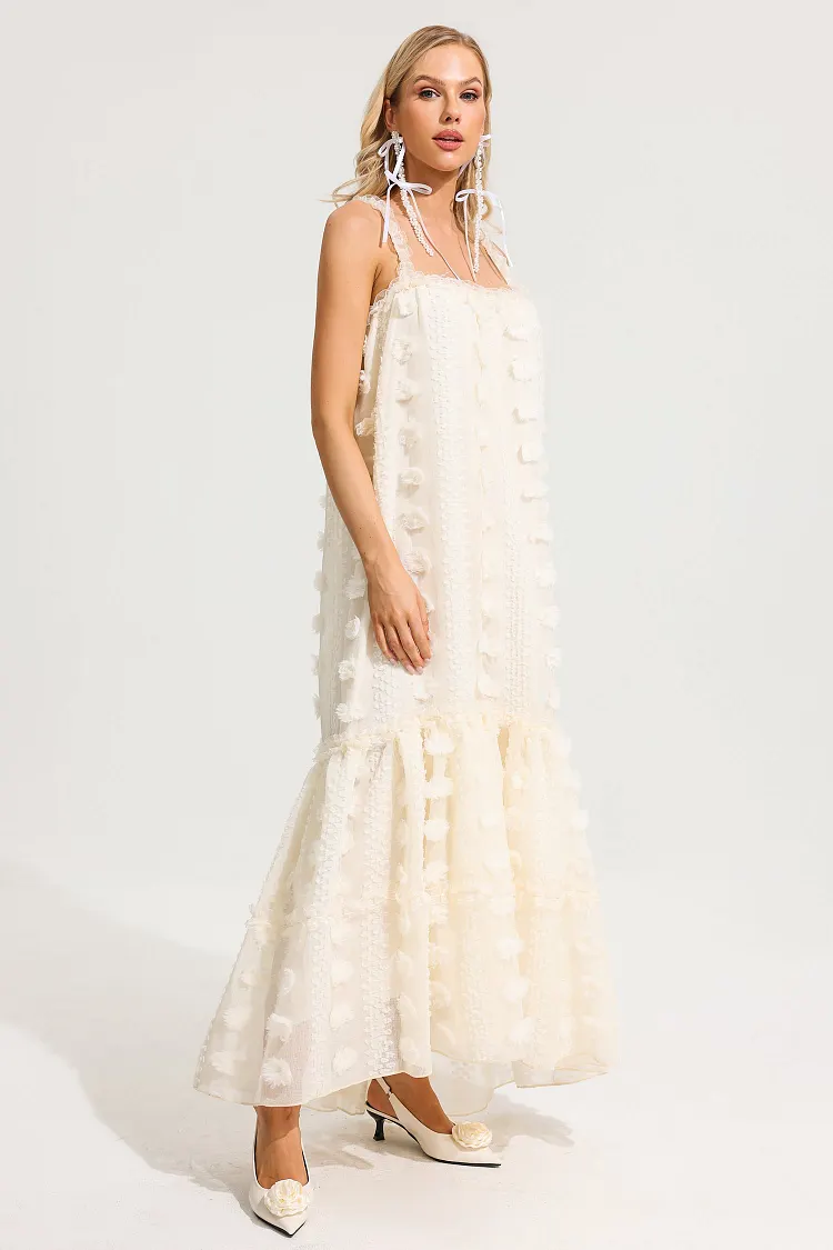 One-Shoulder 3D Flower Cut-Out Maxi Dress