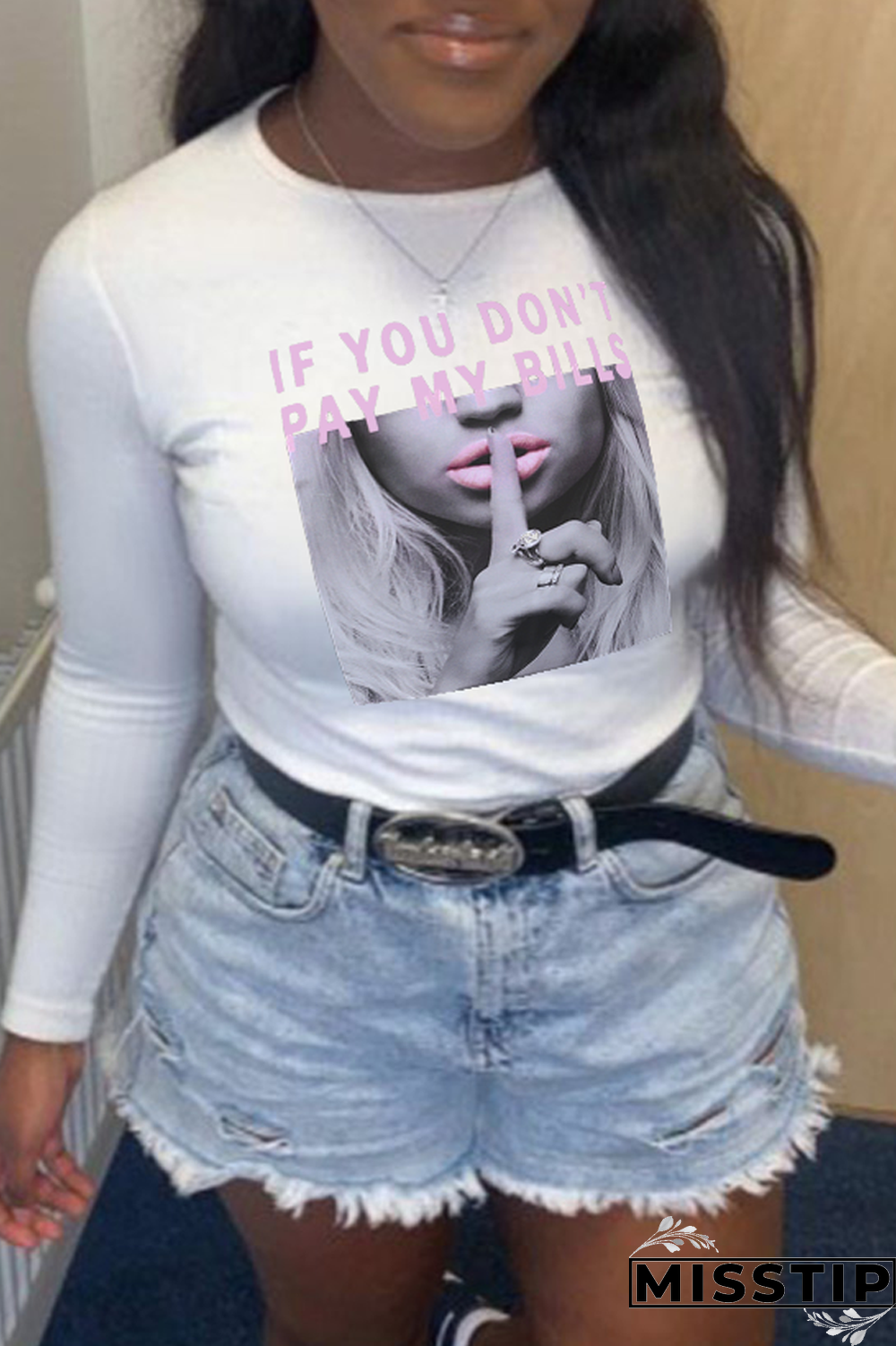 Black Street Vintage Print Patchwork Letter O Neck Tops