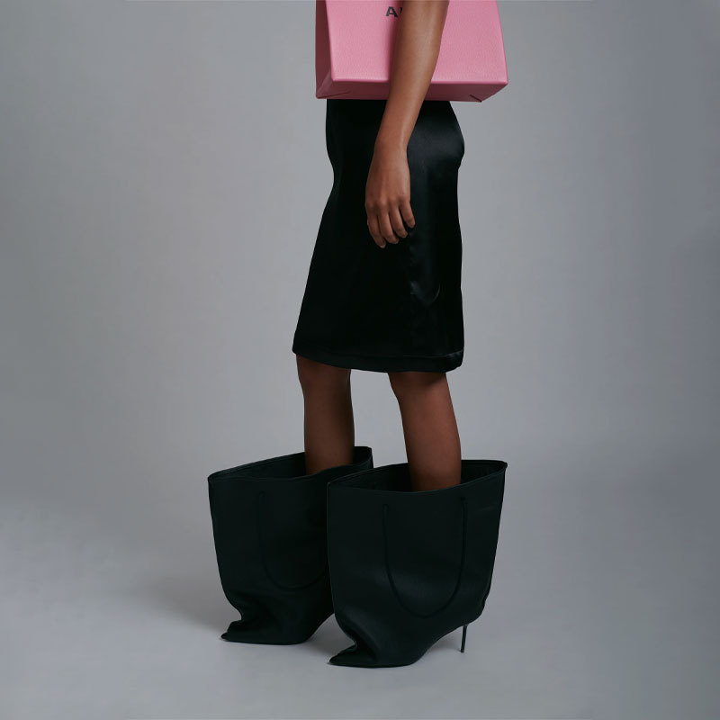 100mm Pointed Toe High Heel Boots Fashion Trouser Boots Hand-Held Boots-MERUMOTE