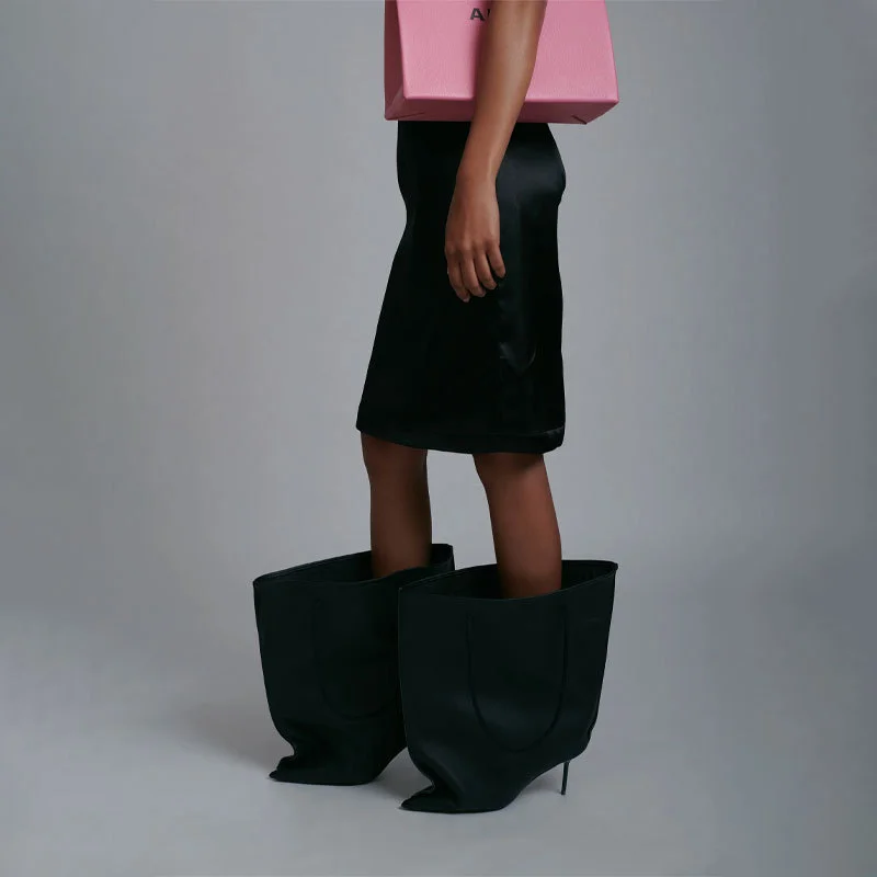 100mm Pointed Toe High Heel Boots Fashion Trouser Boots Hand-Held Boots-MERUMOTE