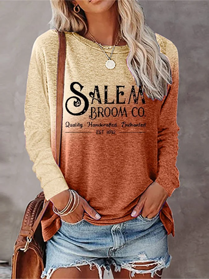 Gradient Print Long-Sleeve Top