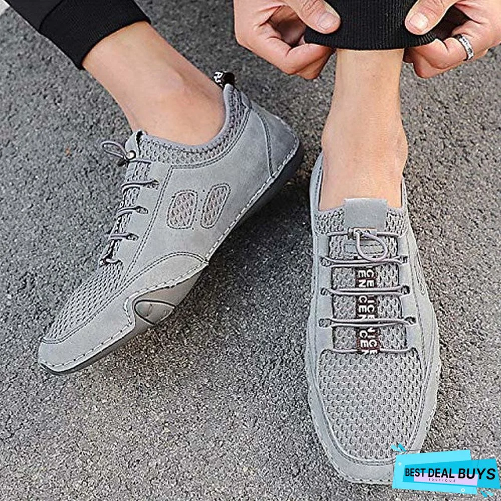 Men's Leather Driving Shoes Casual Comfort Loafer Moccasin Gray 10