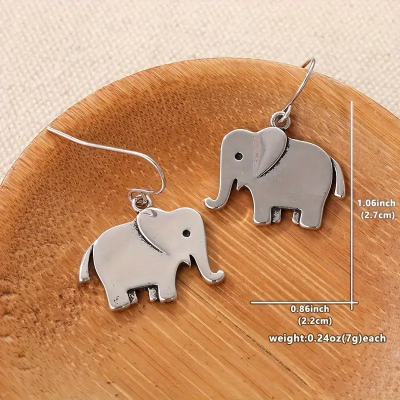 vintage boho elephant drop earrings 925 silver plated copper ear needle no mosaic lightweight daily gift occasion jewelry   compatible christmas holiday accessory 4