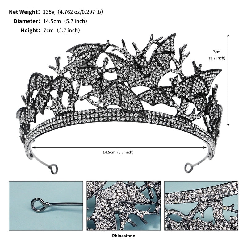 Halloween Glam Exaggerated Women’s Spider Bat Skull Alloy Inlay Rhinestones Crown