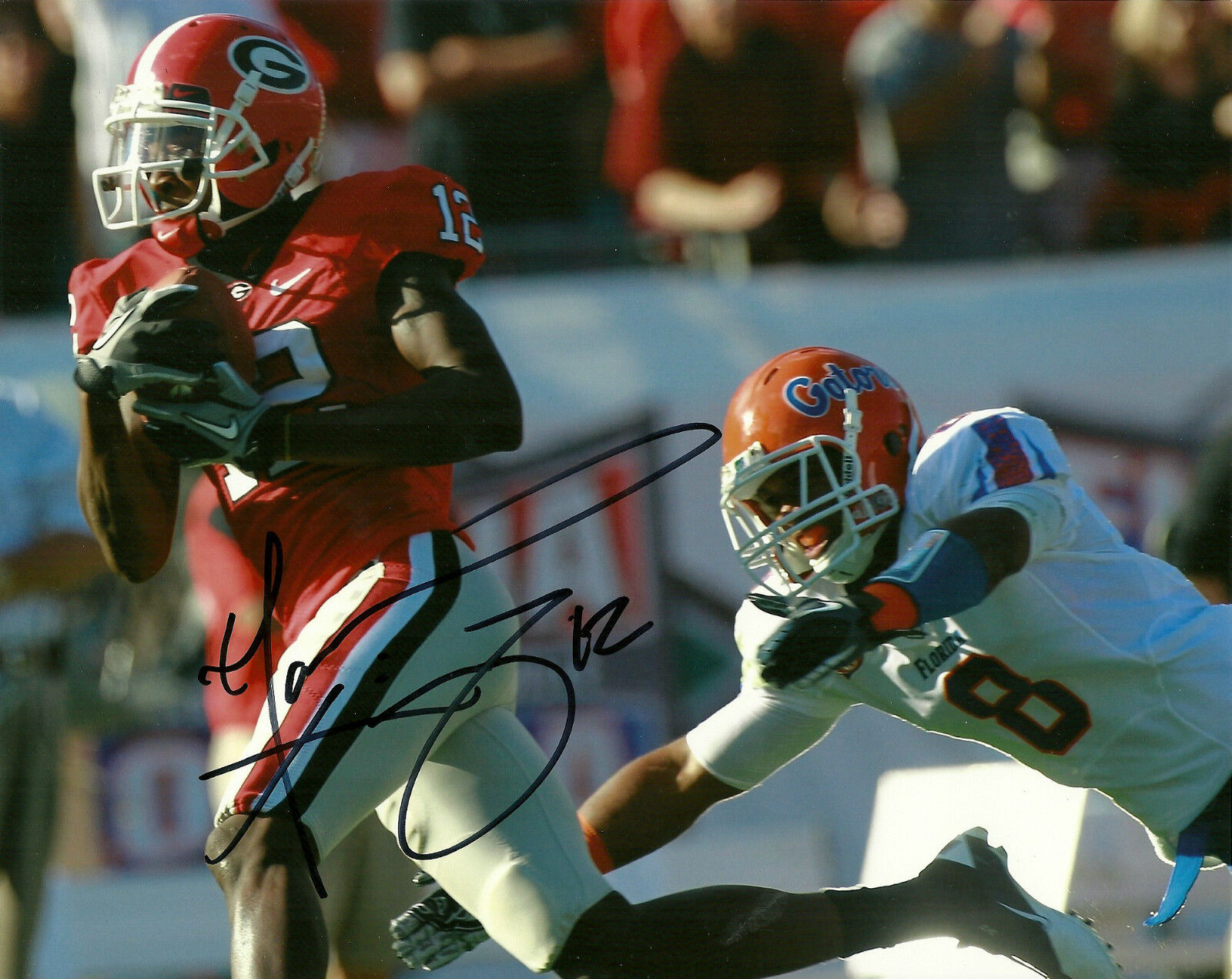 DENVER BRONCOS TAVARRES KING HAND SIGNED GEORGIA BULLDOGS 8X10 Photo Poster painting W/COA UGA