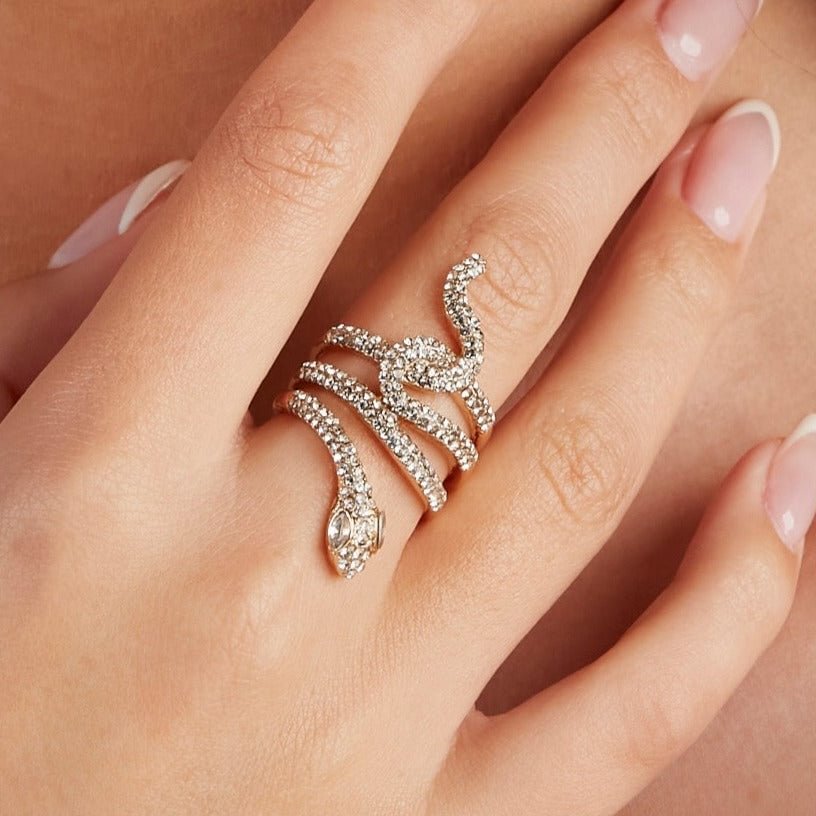 Glitzy Snake Evening Prom Ring-VESSFUL