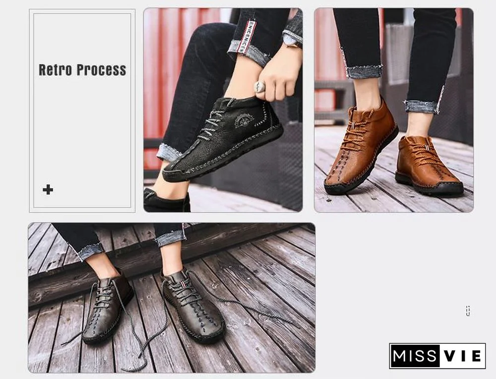 Warm Mens Boots Working Tactical Boots Split Leather Ankle Boots Plush Snow Boots Lace-up Winter Shoes