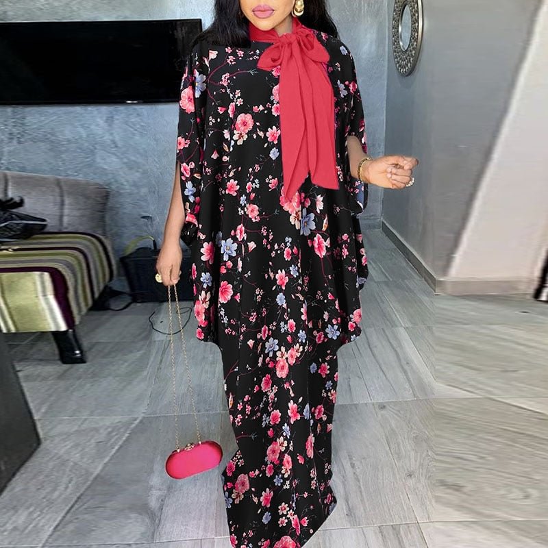 Summer Dress VONDA 2022 Bohemian Vestido Casual Party Sundress Women 3/4 Bat Sleeve Floral Printed Party Long Maxi Robe Dress