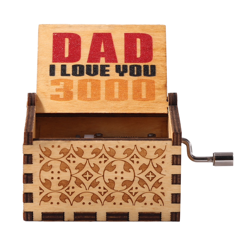

Retro Wooden Love Dad Engraved Hand Cranked Musical Box Father Day Present, 501 Original