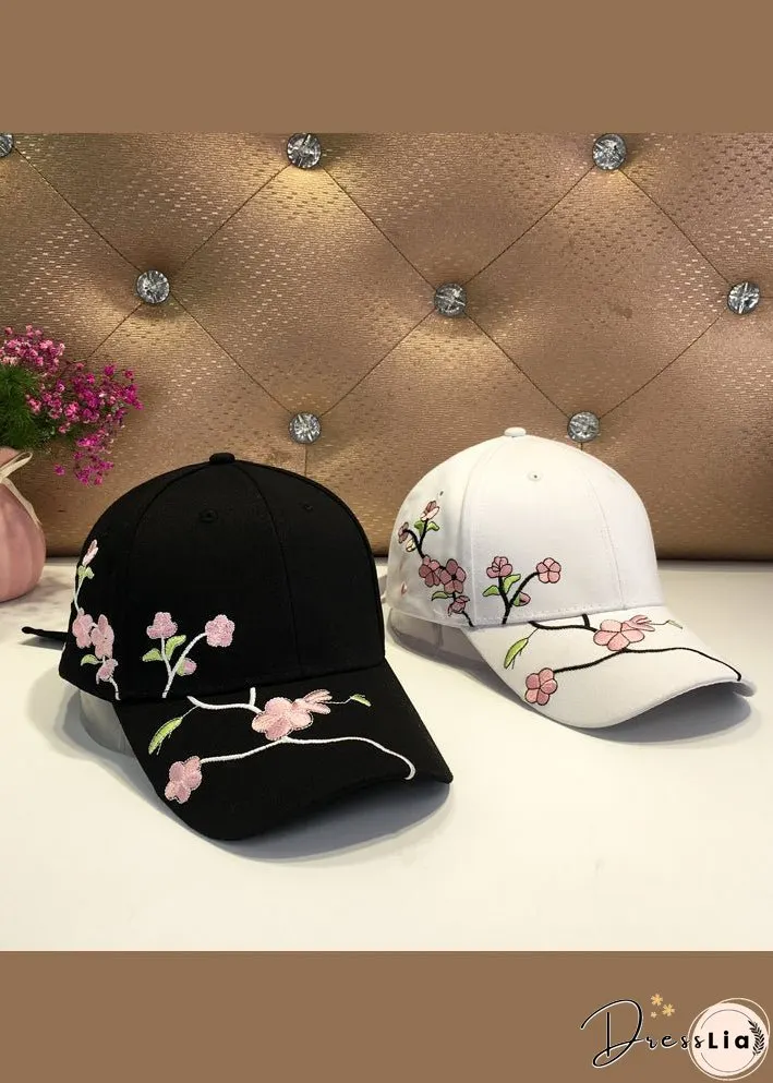 New Boho Black Floral Embroidery Baseball Cap Hat
