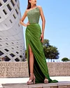 Women's Tube Top Slit Sequined Dress
