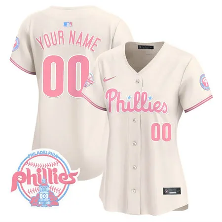 Women's Philadelphia Phillies Bubblegum Cream Vapor Premier Limited Custom Jersey