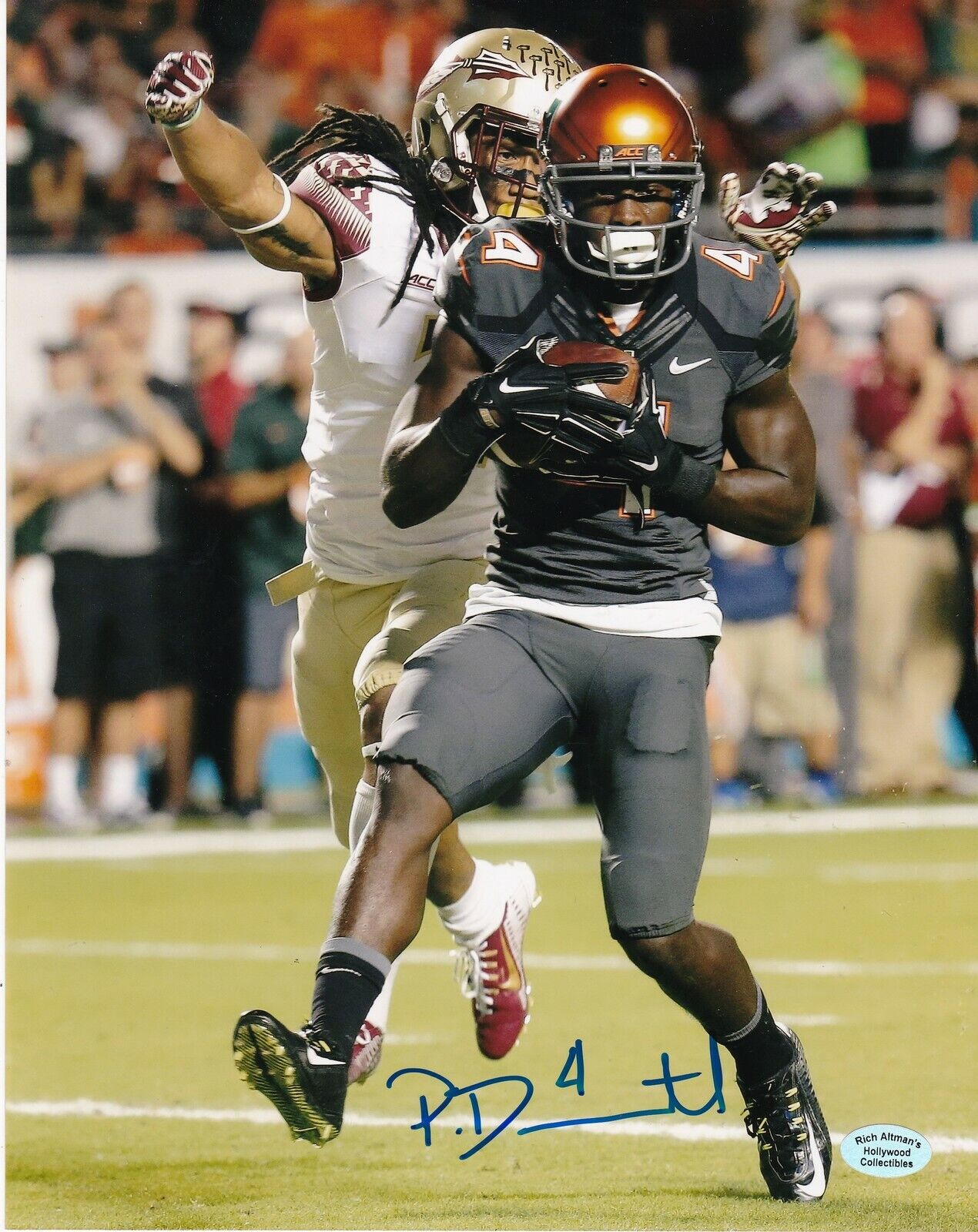 PHILLIP DORSETT MIAMI HURRICANES ACTION SIGNED 8x10